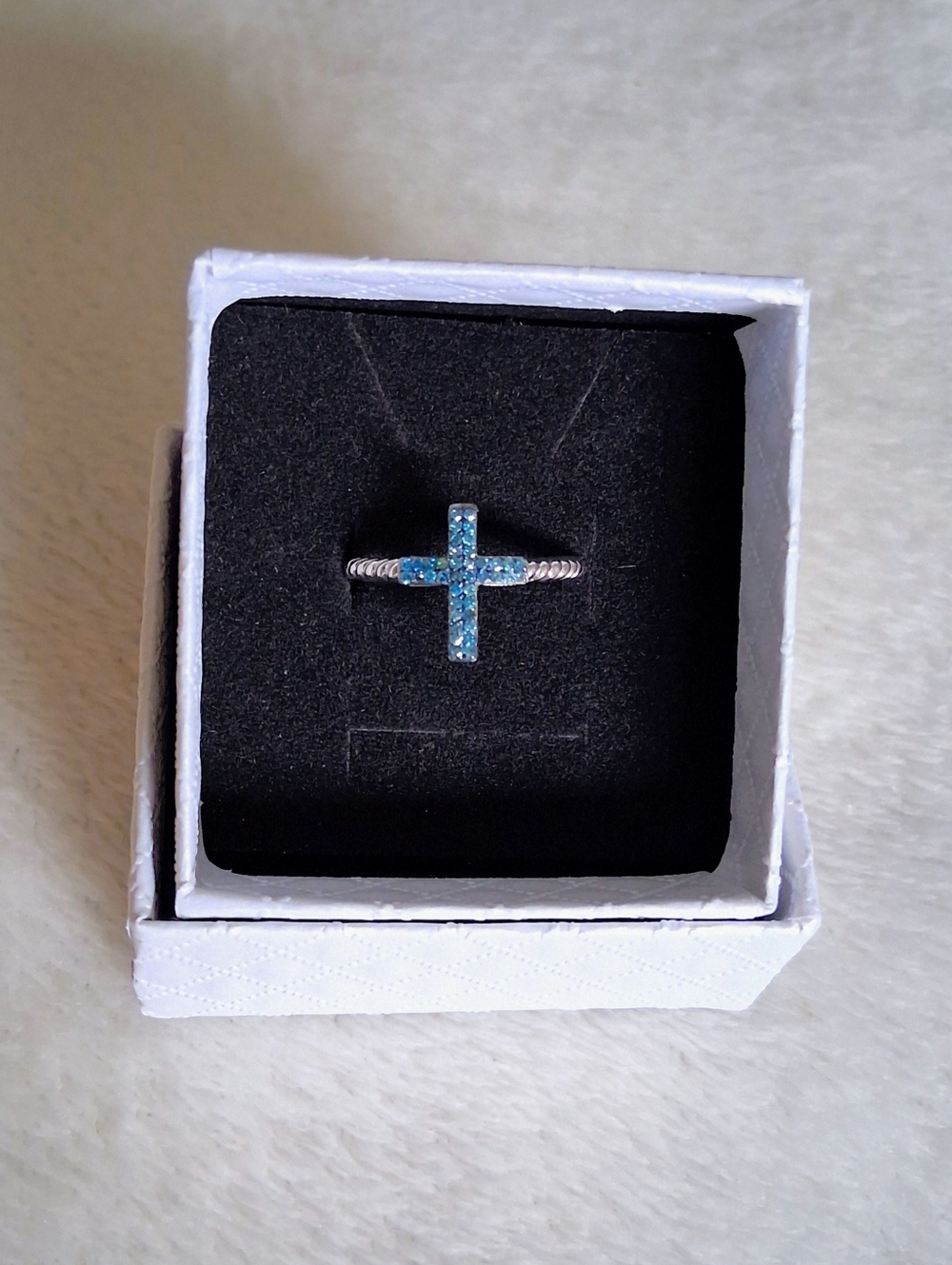 Natural Blue 💎 Croaa Ring Set In 925 Sterling Silver Size 8